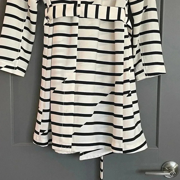 Madewell Parcel Striped Long Sleeve Double Breasted Belted Trench Coat Small - Picture 11 of 12